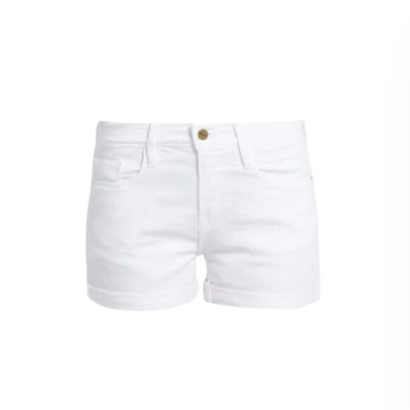Frame Le Cut Off Denim Jean Shorts Womens 24 White Blanc Mid Rise Cuffed LC5711 - Picture 2 of 11